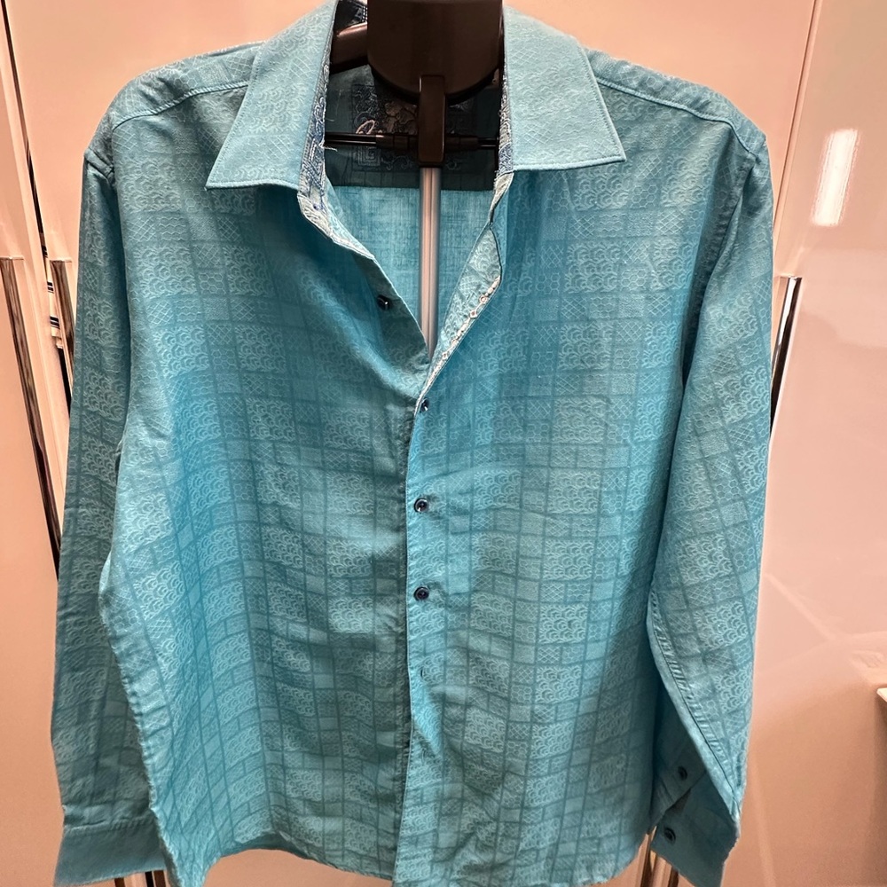 Robert Graham Teal Patterned Casual Shirt